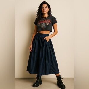 Vintage Jones New York Navy A-Line Full Skirt